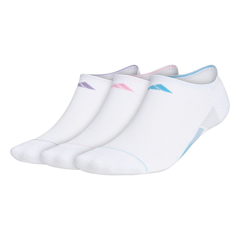 Womens adidas Superlite Stripe No-Show Socks 3-Pack, White