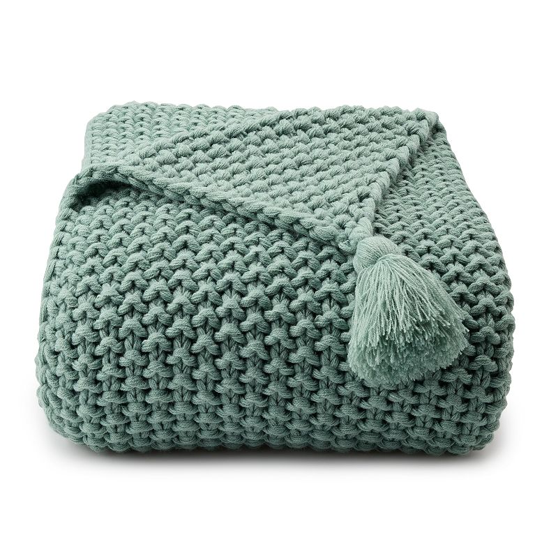 55726629 Sonoma Goods For Life Chunky Knit Throw, Med Green sku 55726629