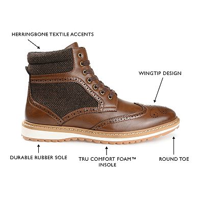 Vance Co. Harlan Men's Wingtip Ankle Boots