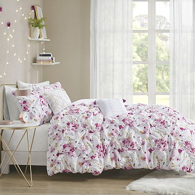 Intelligent Design Marissa Floral Printed Ruched Comforter Set with Shams