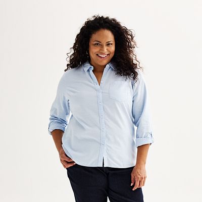 women dress shirts near me Womens 3/4 Sleeve Stretch Dress Shirt