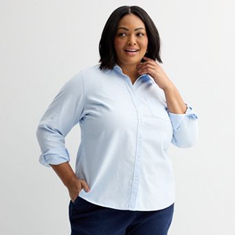 Plus Size Croft & Barrow® Essential One Pocket Button Down Shirt