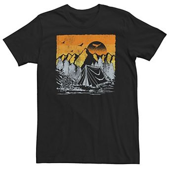 Big & Tall Camping Mountain Range Tonal Poster Tee
