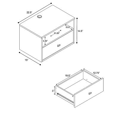 Prepac Floating Dresser & Nightstand Table 2-piece Set