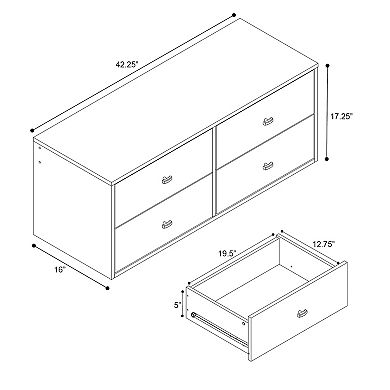Prepac Floating Dresser & Nightstand Table 2-piece Set