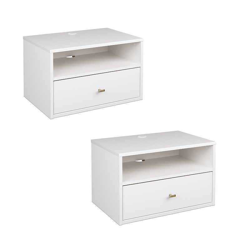 Prepac Floating Nightstand Table 2-piece Set, White