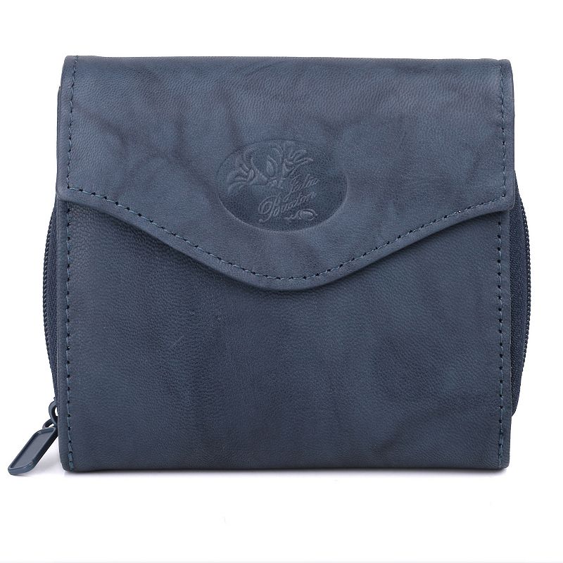 Julia Buxton Heiress French Purse Leather Accordion Wallet, Blue