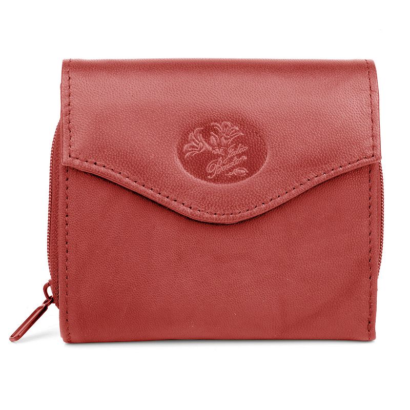 Julia Buxton Heiress French Purse Leather Accordion Wallet, Red