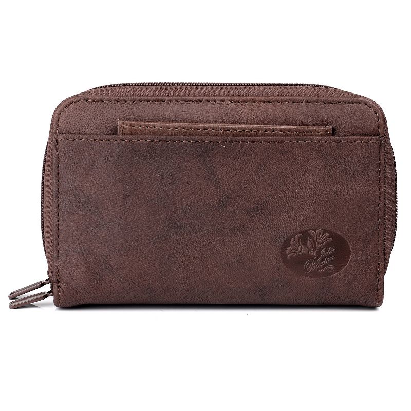 UPC 628210180093 product image for Julia Buxton Heiress RFID-Blocking Leather Double Zip Organizer Wallet, Brown | upcitemdb.com