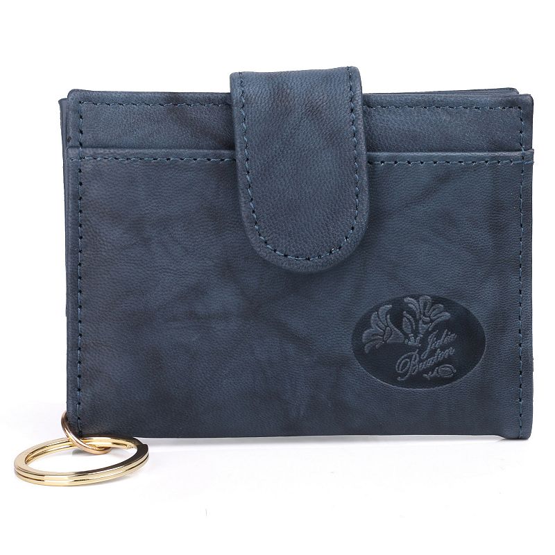 UPC 628210180222 product image for Julia Buxton Heiress Pik-Me-Up RFID-Blocking Leather Card Case, Blue | upcitemdb.com