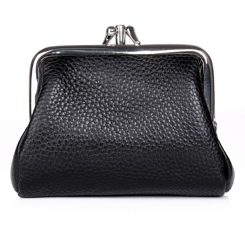 Julia Buxton Hudson Pik-Me-Up Triple Frame Leather Coin Purse, Black
