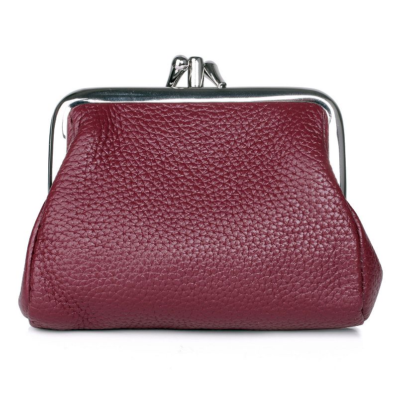 Julia Buxton Hudson Pik-Me-Up Triple Frame Leather Coin Purse, Red