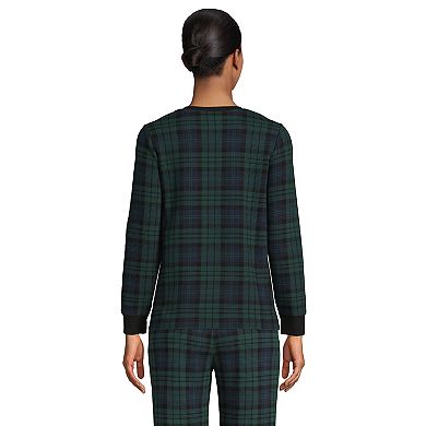 Women's Lands' Waffle Knit Long Sleeve Henley Pajama Top