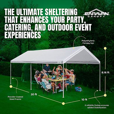 Caravan Canopy Domain 10 x 20 Foot Straight Leg Instant Canopy Tent Set, White