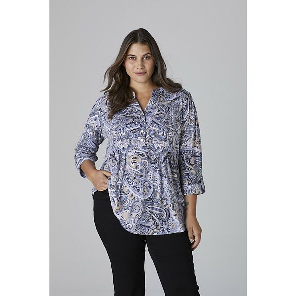 Women's Roz & Ali Paisley Pintuck Popover - Plus