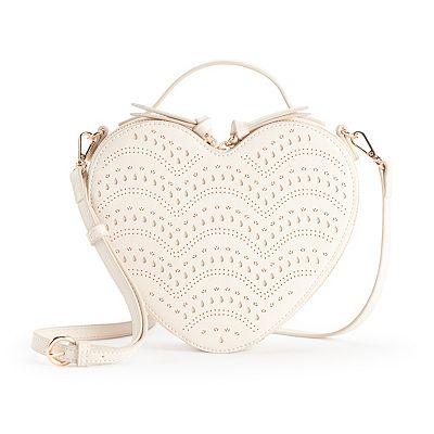 Lauren Conrad outlet Heart Shaped Cross Body Purse Hardshell Vegan/Faux Leather Cream I