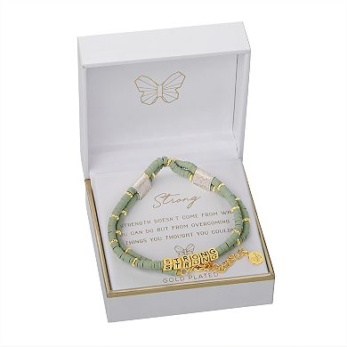18k Gold Plated "Strong" Green Disc Bead Necklace