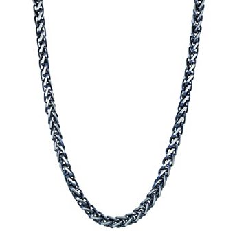 LYNX Men's Ion-Plated Stainless Steel Wheat Chain Necklace