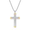 LYNX Men's Two Tone Stainless Steel Cubic Zirconia Cross Necklace