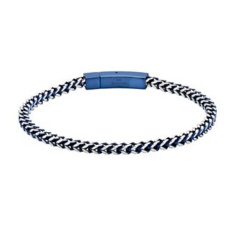 LYNX Men's Blue Ion-Plated Stainless Steel Foxtail Chain Bracelet