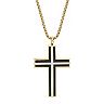 LYNX Men's Two Tone Ion-Plated Stainless Steel Cross Pendant Necklace