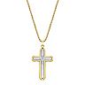 LYNX Men's Two Tone Stainless Steel Diamond Accent Cross Pendant Necklace
