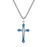 LYNX Men's Blue Ion-Plated Stainless Steel Cross Pendant Necklace