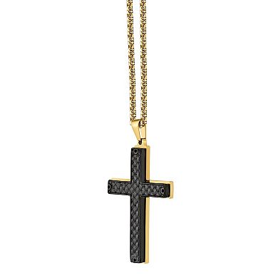 LYNX Men's Two-Tone Ion-Plated Stainless Steel Cross Pendant Necklace