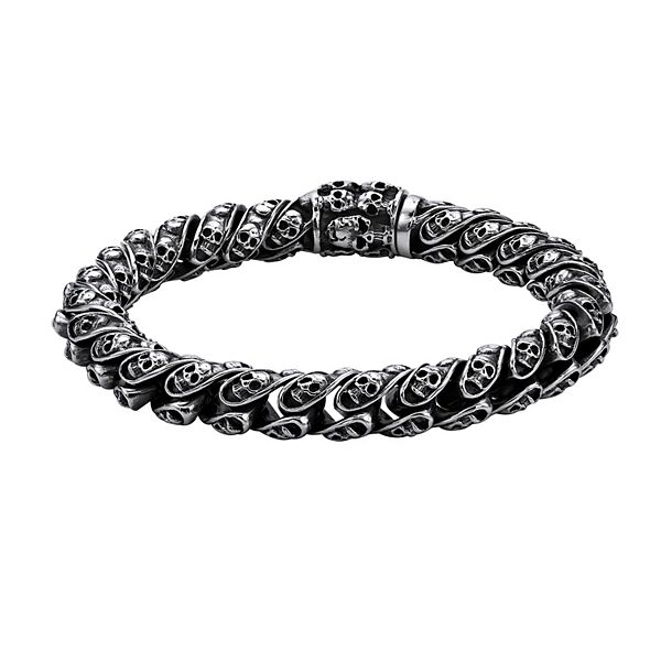 LYNX Men's Stainless Steel Skull Bracelet