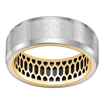 LYNX Men's Stainless Steel Ring with Gold Tone Ion-Plated Interior