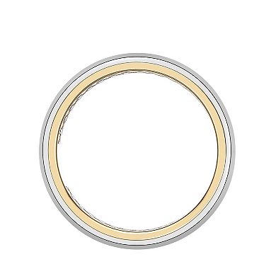 LYNX Men's Stainless Steel Ring with Gold Tone Ion-Plated Interior