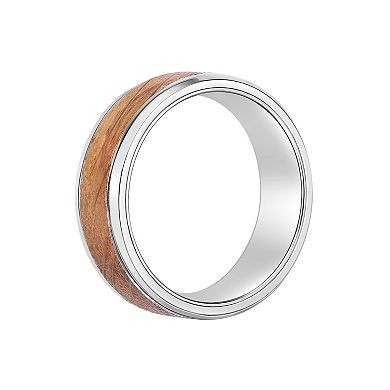LYNX Men's Stainless Steel & Wood Ring