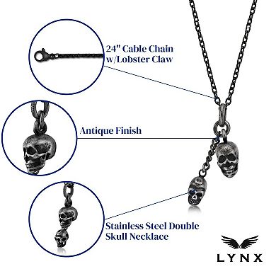 LYNX Men's Stainless Steel Skull Necklace