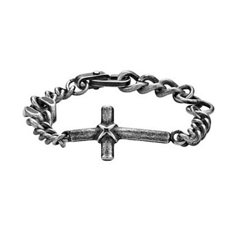LYNX Men's Stainless Steel Horizontal Cross Bracelet