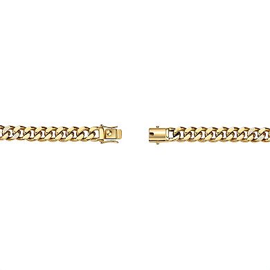 Men's LYNX Gold Tone Ion-Plated Stainless Steel Cubic Zirconia Chain Bracelet