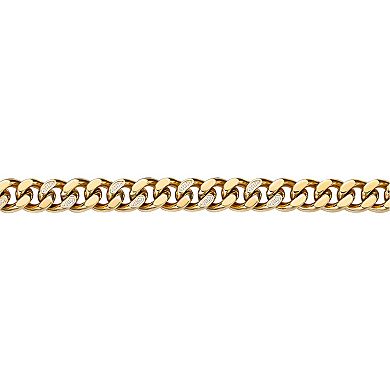 Men's LYNX Gold Tone Ion-Plated Stainless Steel Cubic Zirconia Chain Bracelet