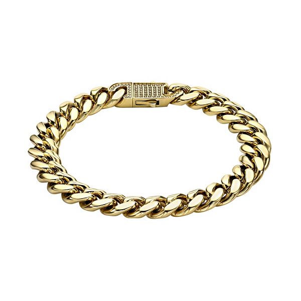 LYNX Men's Gold Tone Ion-Plated Stainless Steel 9 mm Curb Chain ...