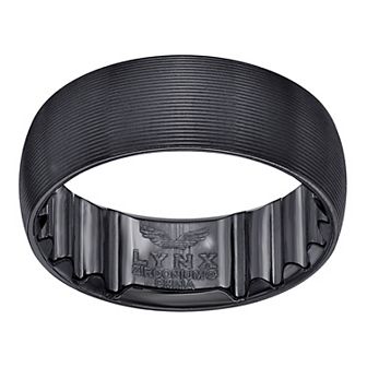 LYNX Men's Black Zirconium Ribbed Fit Ring