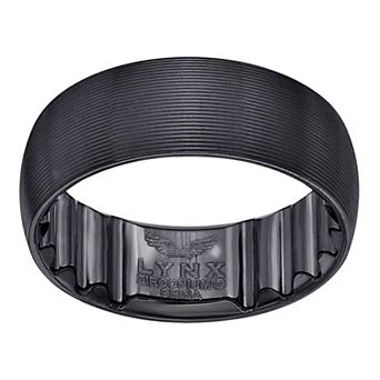LYNX Men's Black Zirconium Ribbed Fit Ring