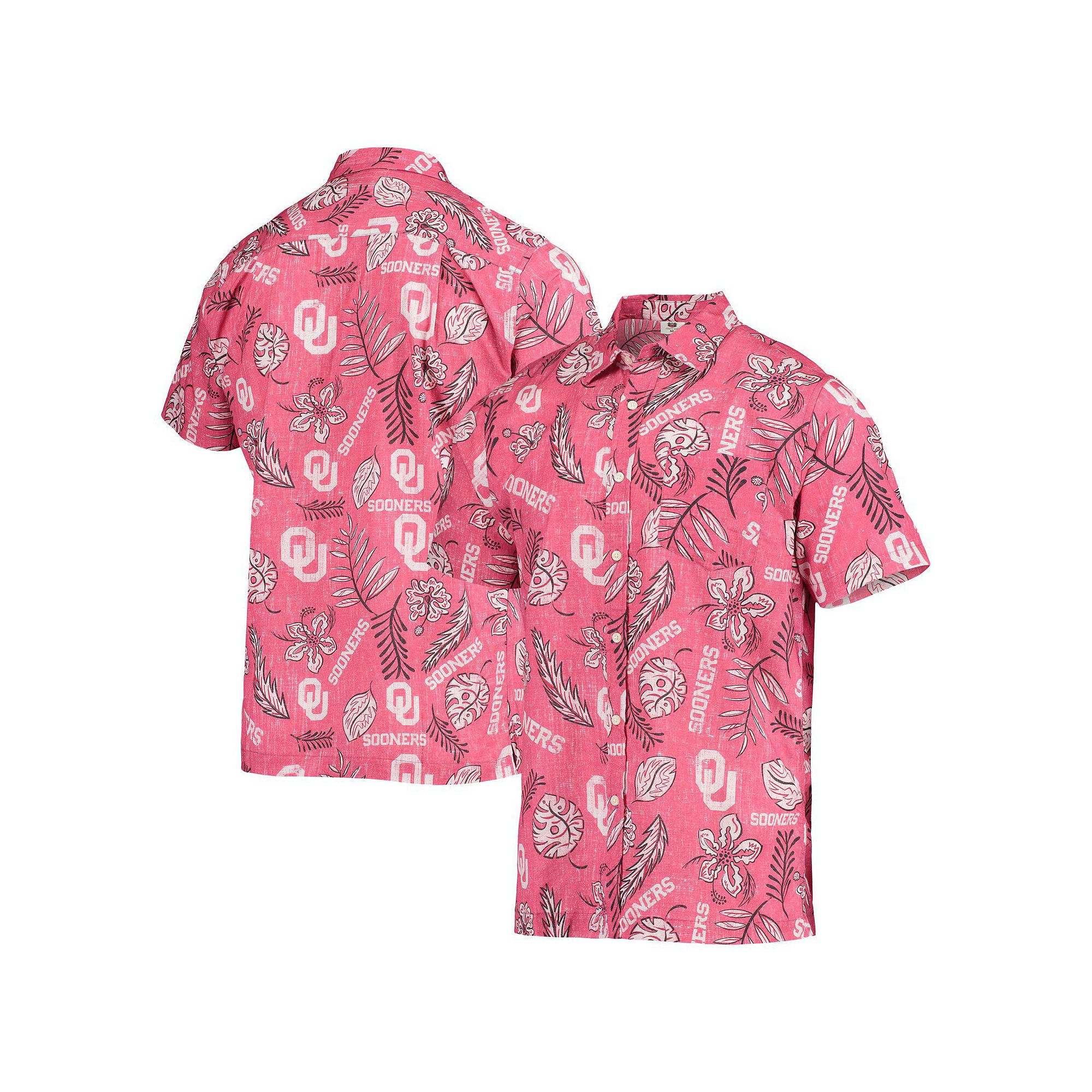 Mens Wes & Willy Crimson Oklahoma Sooners Vintage Floral Button-Up Shirt, 