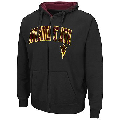 Men's Colosseum Black Arizona State Sun Devils Arch & Logo 3.0 Full-Zip Hoodie