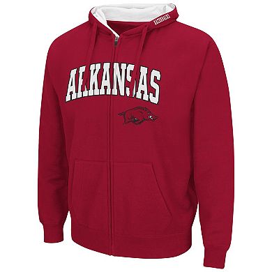 Men's Colosseum Cardinal Arkansas Razorbacks Arch & Logo 3.0 Full-Zip Hoodie