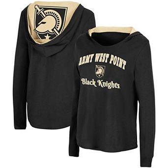 Women's Colosseum Black Army Black Knights Catalina Hoodie Long Sleeve T-Shirt