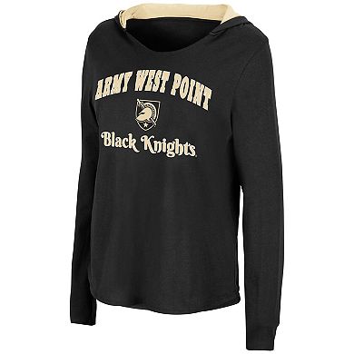Women's Colosseum Black Army Black Knights Catalina Hoodie Long Sleeve T-Shirt