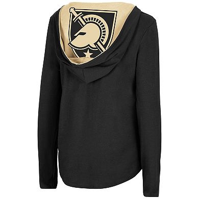 Women's Colosseum Black Army Black Knights Catalina Hoodie Long Sleeve T-Shirt
