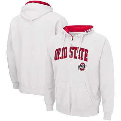 Men's Colosseum White Ohio State Buckeyes Arch & Logo 3.0 Full-Zip Hoodie