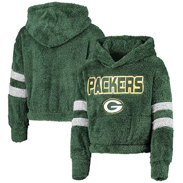 NEW ERA 78295L-PACKERS Women's Green Bay Packers White Sherpa Full-Zip  Hoodie