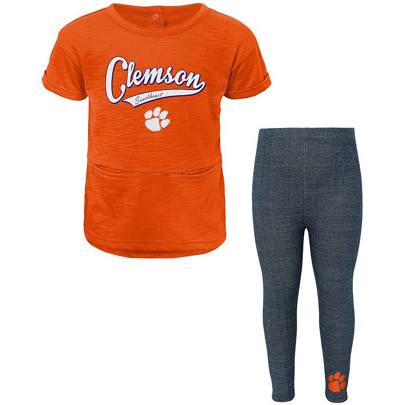 Girls Preschool Orange Clemson Tigers Stadium T-Shirt & Leggings Set, Girl