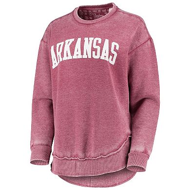 Women's Pressbox Cardinal Arkansas Razorbacks Vintage Wash Pullover Sweatshirt