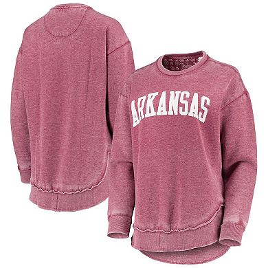 Women's Pressbox Cardinal Arkansas Razorbacks Vintage Wash Pullover Sweatshirt